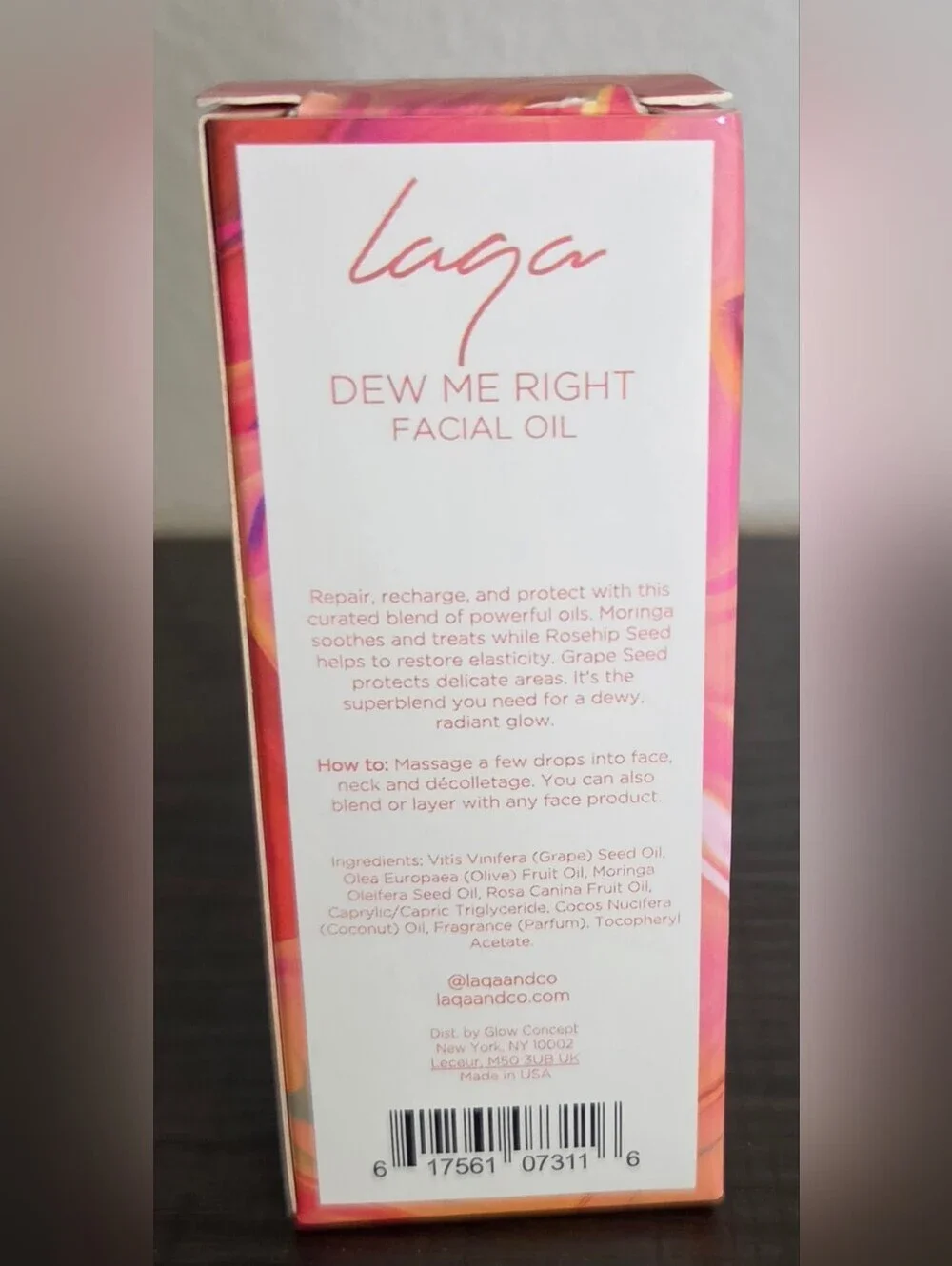🕯 Laga Dew Me Right Rose Moringa Facial Oil 1 oz NIB Glow Skincare